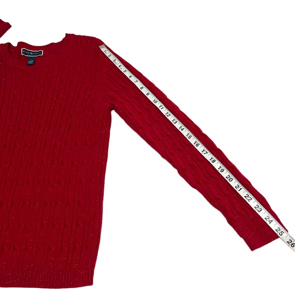 Karen Scott Red Cable Knit Sweater Size L - Picture 6 of 10